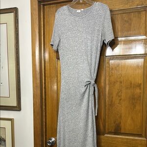 Gray Short Sleeve Tie-Waist Dress Sz XS, Like New